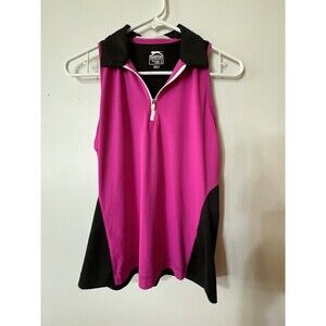 SLAZENGER WOMEN'S GOLF SLEEVELESS POLO SHIRT SIZE SMALL PINK/BLACK ATHLETIC